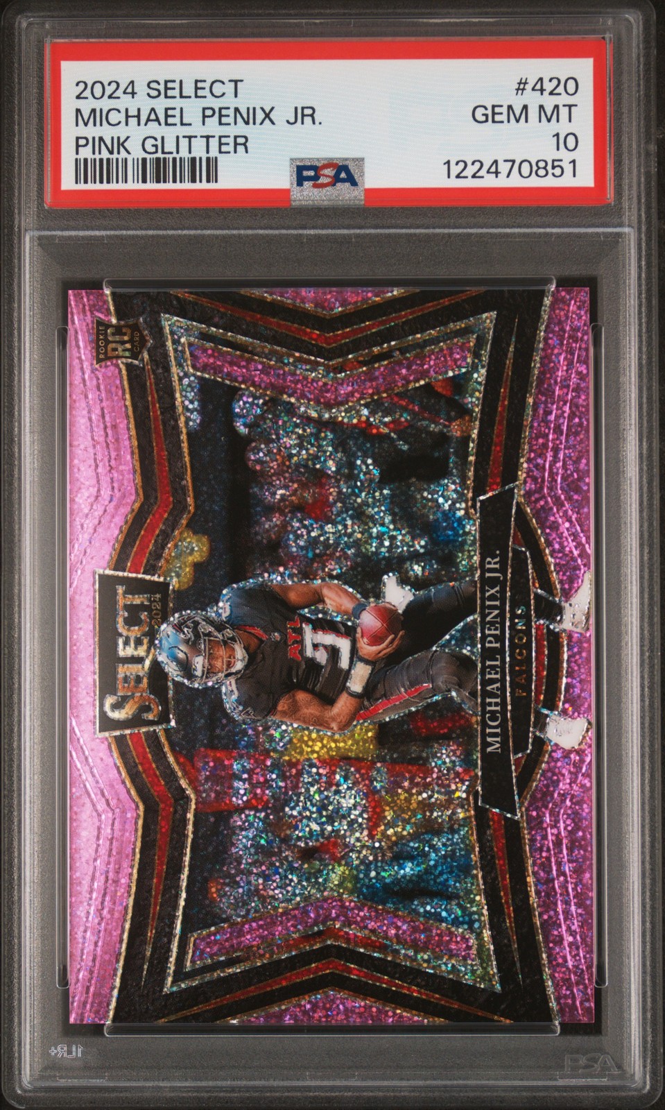 2024 PANINI SELECT PINK GLITTER #420 MICHAEL PENIX JR. 9/15 PSA 10