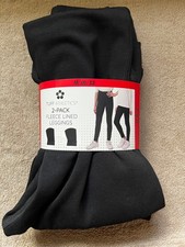 2 Tuff Athletics Fleece Lined Leggings Girl's Med 10/12 Black Soft