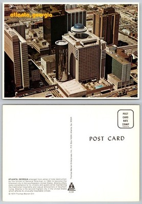 Atlanta Georgia Aerial View Hyatt Regency Hotel 1974 Chrome Postcard