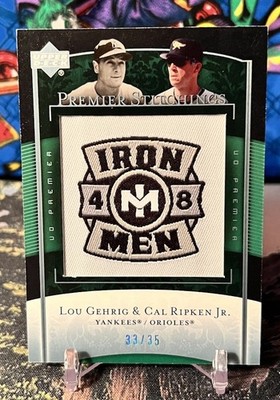 Lou Gehrig   Cal Ripken Jr. 2007 UD Premier Stitchings Patch Iron Men /35 SSP