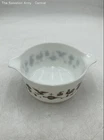 Pyrex White Brown Glass Early American Round Shape Bakeware Casserole Dish