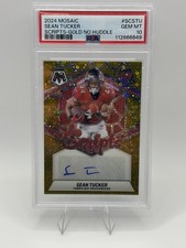 2024 Panini Mosaic Sean Tucker Scripts No Huddle Gold Auto /10  PSA 10 POP 1 