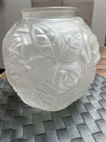 1930’s Art Deco JOSEF INWALD BAROLAC Rose Garden - Frosted Vase Czechoslovakia - Picture 5 of 8