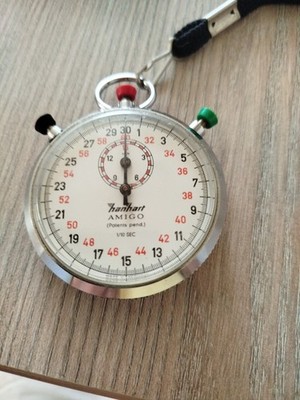 Seltene Hahnhartstoppuhr Amigo 1/10sec 1960-1970 Mechanisch Made In Germany