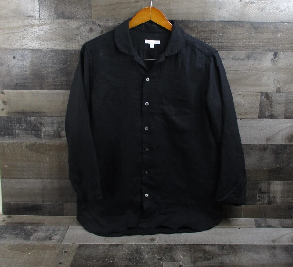 Engineered Garments Shirt Mens Medium Black 100% Linen Made in USA Button Front - Image 2 of 4
