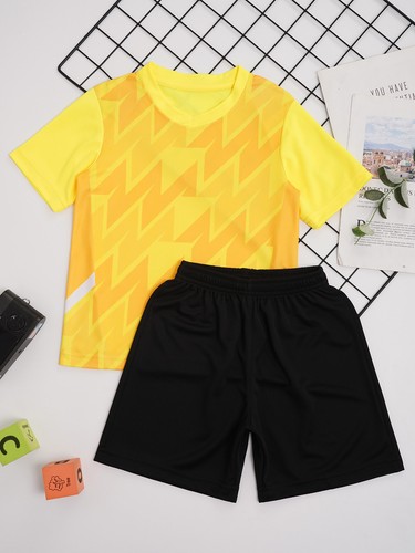 Kids Boys Uniform Football T-shirt Basketball Sport Suit V Neck Sweatsuit Gym - Picture 22 of 52
