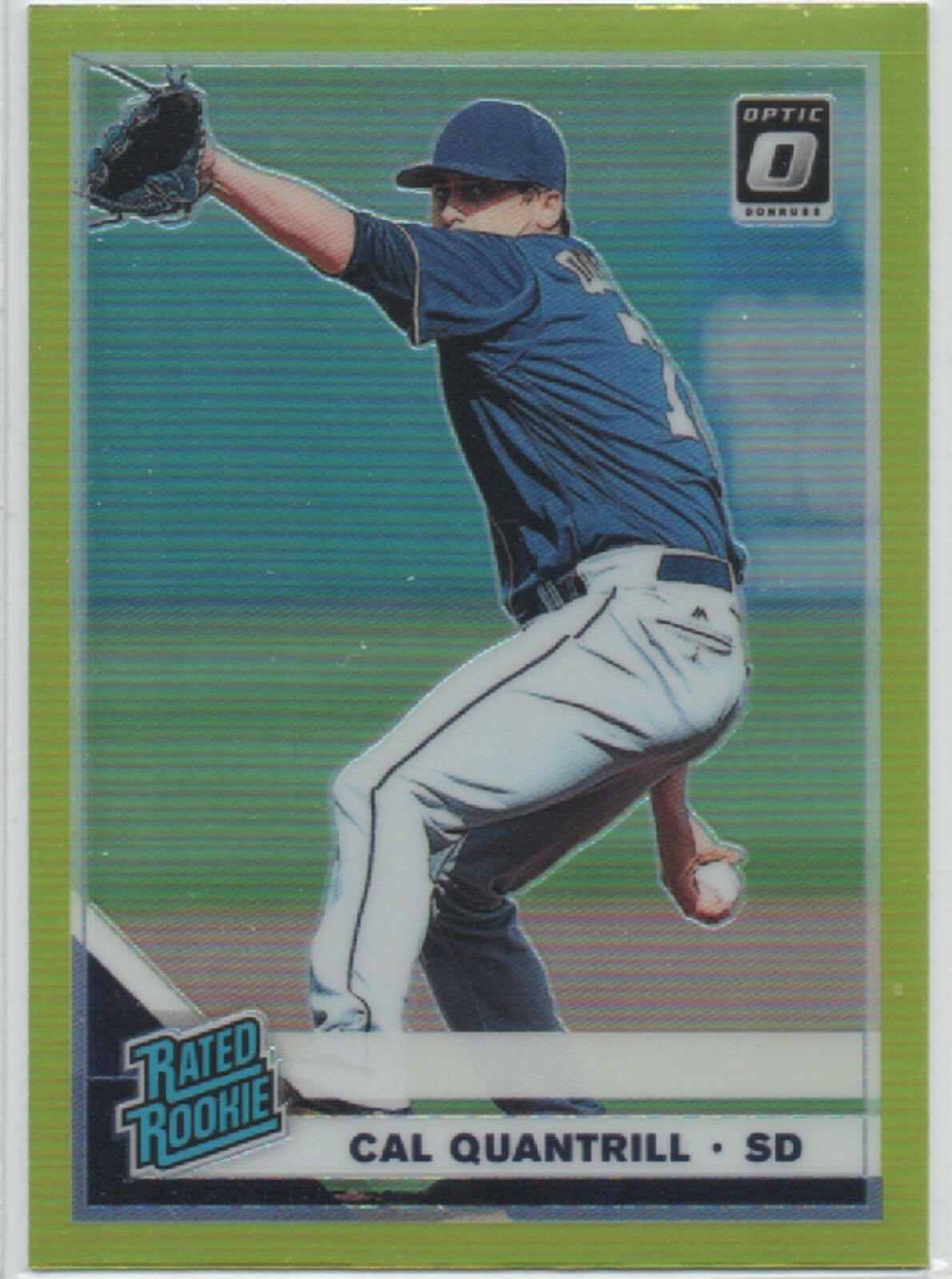 2019 Donruss Optics LIME GREEN HOLO RR #91 Cal Quantrill SAN DIEGO PADRES RC 7