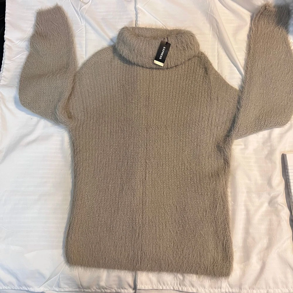 Suéter Express Difuso Cuello Alto Suave Acogedor Tejido Pullover Invierno XS Foto 3 de 4