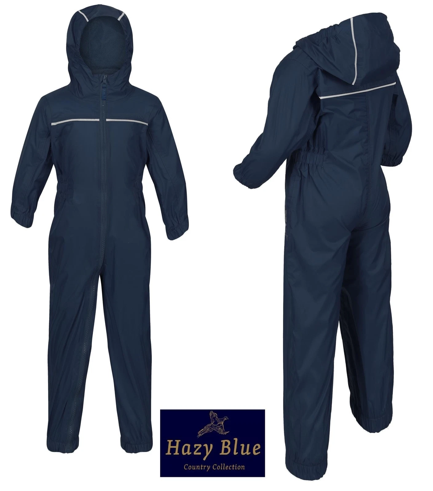 Hazy Blue Rain Drop Hooded Waterproof Kids Breathable Rain suit Age 9-12yrs