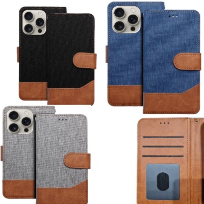 Für Apple iPhone SE 2020 - PREMIUM Jeans Schutz Hülle Flip Case HandyTasche Etui