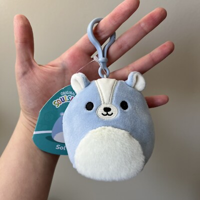 NWT Squishmallows Sol Blue Skunk Clip 3  3.5  Squishmallow Amazon Version
