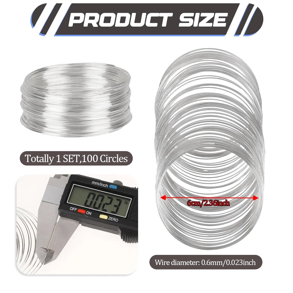 100 Loop Wire Bracelet Memory Wire Bracelet Wire for Beads Jewelry Wire Silver - Image 2 of 4