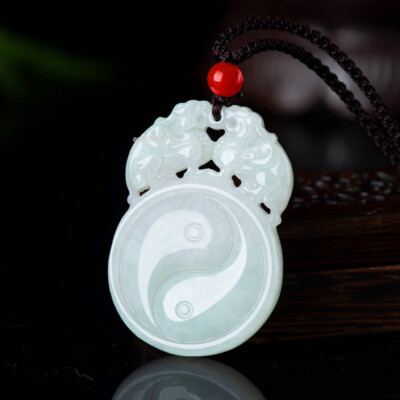 Natürlicher Grade A Jade Jadeit Jade 100% Double Pixiu Drache Glücksklatsch Anhänger