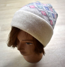 80s Knit Beanie Toboggan Hat Coquette Snow Bunny Barbie Core Vintage 1980s FLAW