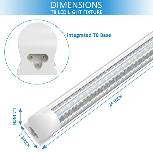 2FT T8 20W 28W LED Shop Lights led Tube Light Fixtures Garage Utility Lighting - Picture 2 of 15