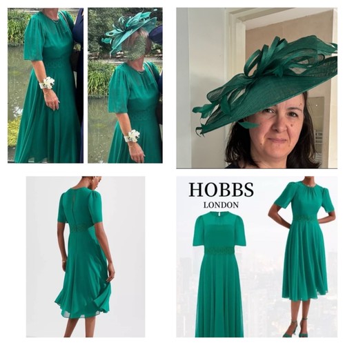 HOBBS CRESSIDA FIT AND FLARE DRESS MEADOW GREEN SIZE UK 12 COME