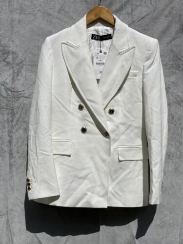 Zara Women's Tailored Double Breasted Lapel Collar Blazer Cream Size | Small | - Picture 5 of 7