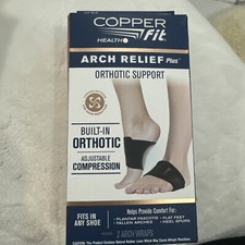 Copper Fit Health Unisex Arch Relief Plus with Built-In Orthotic Support - Black