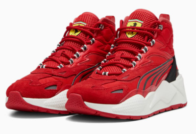 PUMA SCUDERIA FERRARI SIZE 8 MEN'S RS-X MID SNEAKERS RED/WHITE