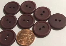 8 Vtg Rimmed Dark Reddish Brown Plastic Buttons 2-hole Sew-thru 19mm 3/4" 12525