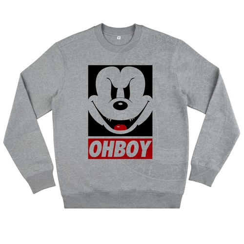 Evil Mickey Mouse OHBOY Grey Sweater OBEY Disney Jumper Minnie Character | eBay