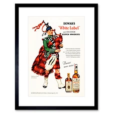 Vintage Ad Whisky Alcohol Dewar's White Scotch Tartan Framed Wall Art Print