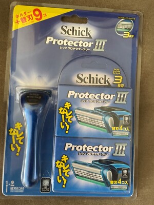 Schick Protector Three 3 Blade razor  Handle and nine (9) blades NEW from Japan