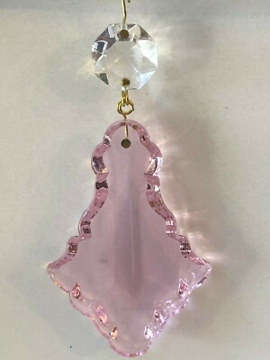 NEW Pink Crystal French Pendalogue 3'' suncatcher drop prisms K9 crystal  