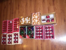 OLDER NICE! HUGE LOT VARIETY BRANDS SIZES MULTI COLOR XMAS BOXED GLASS ORNAMENTS