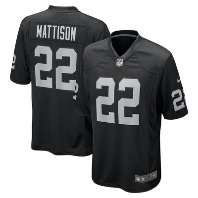 Las Vegas Raiders Alexander Mattison Nike Black Official NFL Player Game Jersey