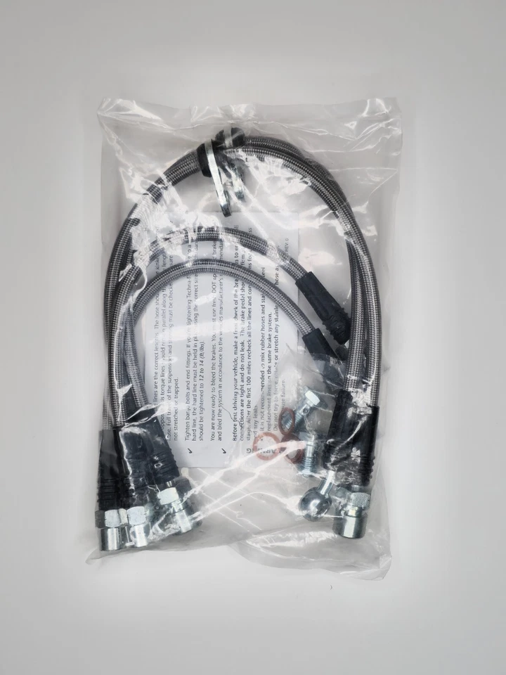 适用于 78-84 保时捷 911 布雷博前部 + 后部 Techna-Fit 不锈钢制动线 — 第 2/2 张图片