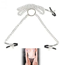 Adjustable Pressure Clips Clamps Jewelry Non Piercing Nipple Rings Metal Chain