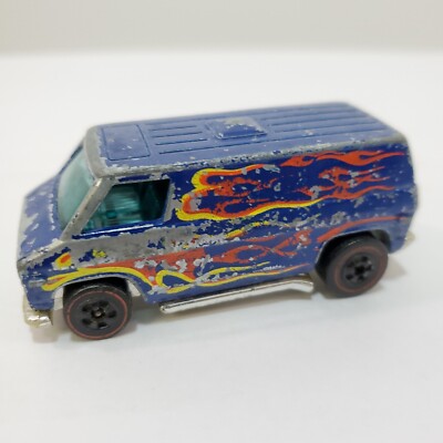 Vintage 1975 Hot Wheels Redline Cutoff Canyon Blue Chevy Super Van