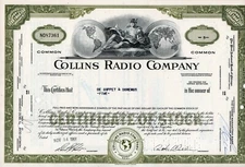 Collins Radio Company Stock Certificate Less Than 100 Shares