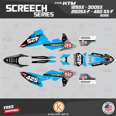 Graphics Kit for KTM 4-Stroke 250SX-F 350SX-F 450SX-F (2025) Screech - CYAN