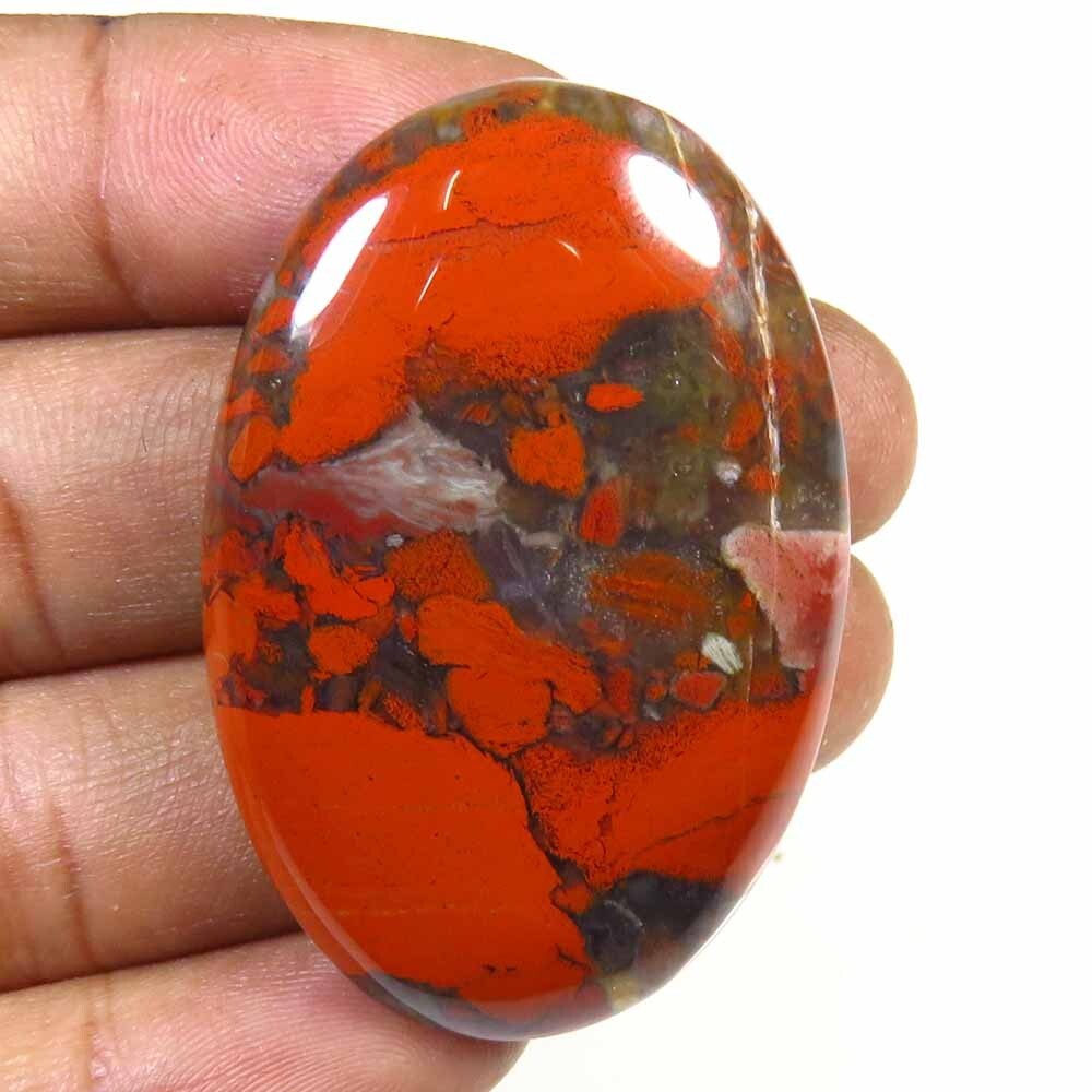 Brecciated Gemstone 79Cts Natural Red Jasper Cabochon 44x29 mm