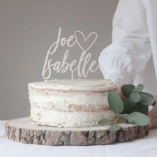 Personalizzati Coppia First Nomi Matrimonio Topper per Torta a Cuore Decorazione