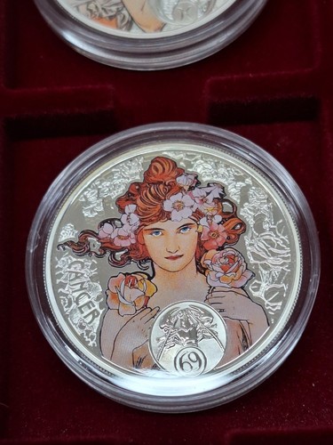 Niue 2010 - 2011 A. "Mucha Zodiac" 12x1$ Silver Coin Set *RARE* - Picture 8 of 16