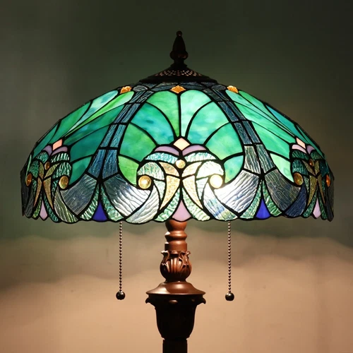 Tiffany Floor Lamp Stained Glass Lamp Shade Vintage Antique Style Standing Light