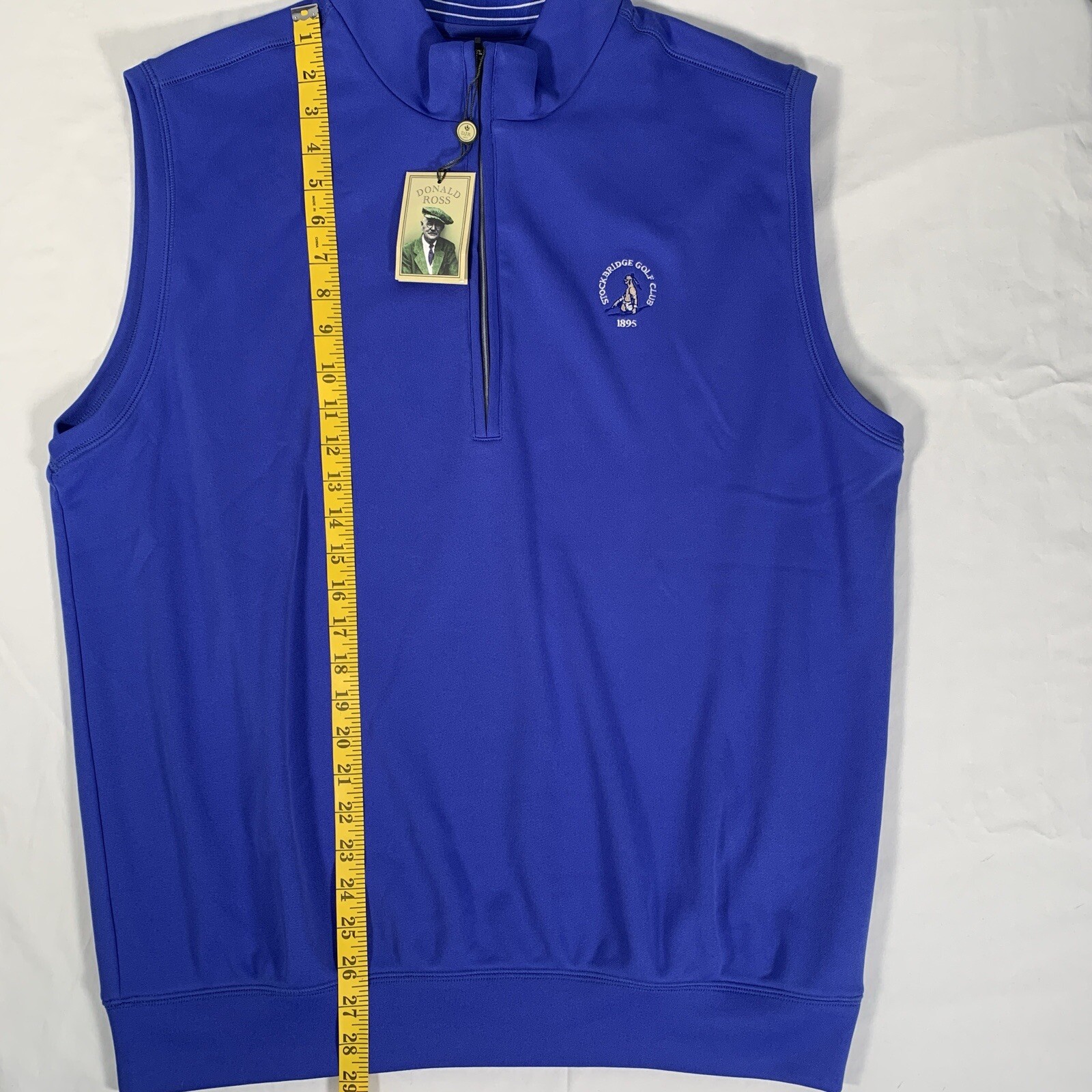 Donald Ross Mens 1/2 zip Golf Vest Blue L Polyester Stockbridge Club