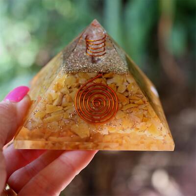 Golden Healer Orgone Pyramid 75mm EMF and 5G Protection Orgonite Energy Healing
