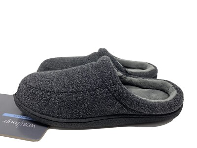 West Loop Men's Memory Foam Slippers Size M (9/10) Gray Indoor/Outdoor Sole NEW