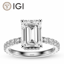 IGI 3.80 CT F VS2 Emerald Cut Lab Grown Diamond Engagement Ring Platinum 900