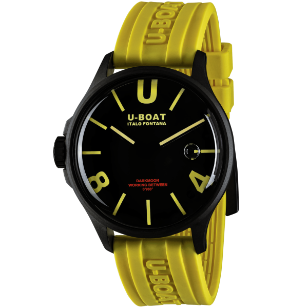 U-BOAT DARKMOON 8699 【正規品】 New U-Boat DARKMOON 44MM BK YELLOW PVD Rubber Band Men's