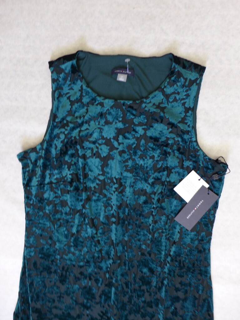 Tommy Hilfiger Dresses | Tommy Hilfiger Nwt Green Velvet Burnout Dress Tiered Sleeveless Holiday Sz 10 | Color: Green | Size: 10 | Therefindoutfit's
