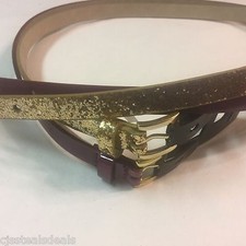 Style Co Womens 2 Belts MEDIUM M Magenta, Gold Glitter ManMade Material SC654