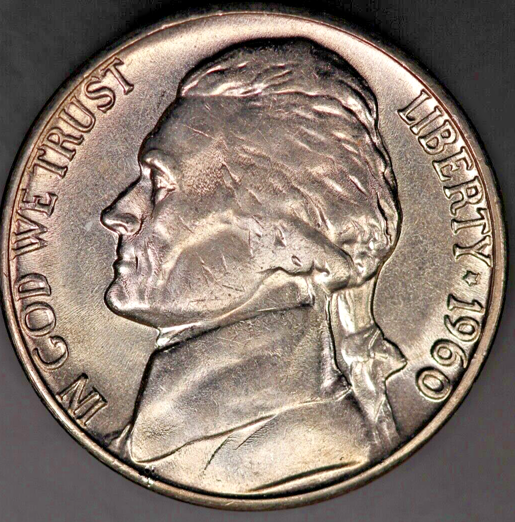1960 D BU JEFFERSON NICKEL FRESH FROM AN ORIGINAL ROLL- LOT AA
