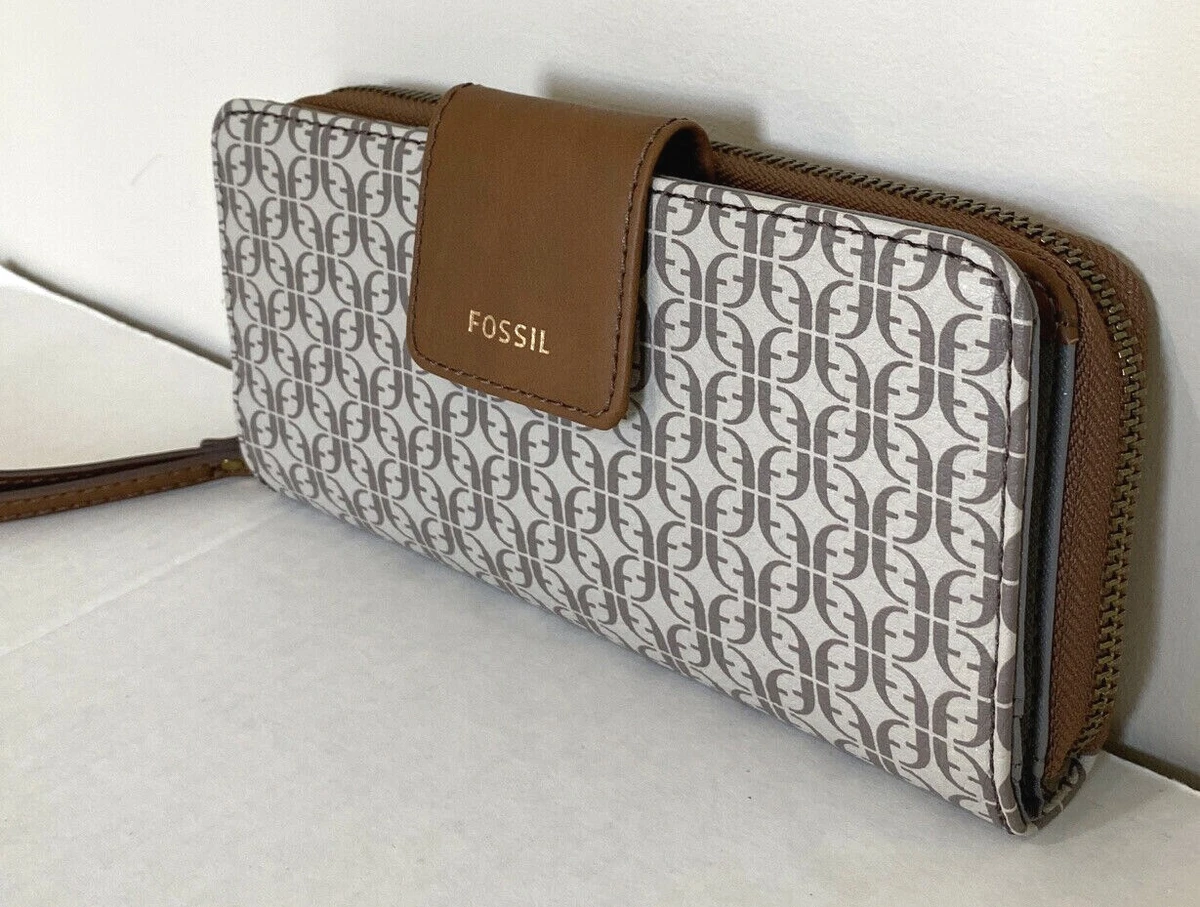 New Fossil Madison Zip Clutch Wristlet Wallet Taupe Tan | eBay