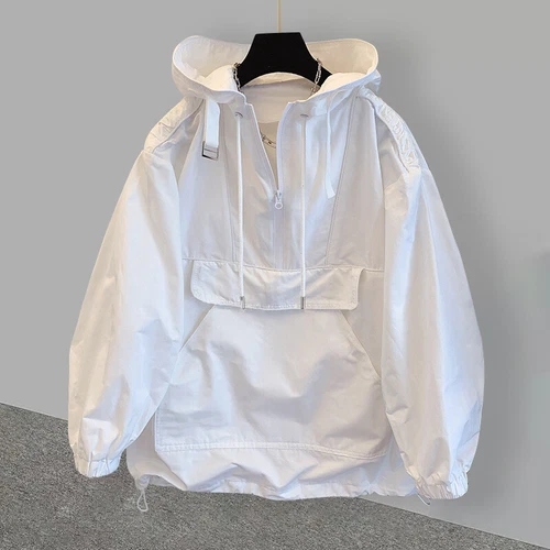 Herren Freizeit Anorak Kapuze Windbreaker Uni Pullover Wasserdicht Zweifarbig Hoodie/ - Bild 11 von 11