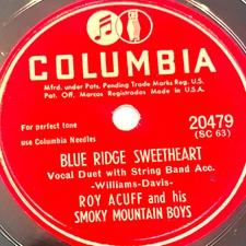 Roy Acuff - Blue Ridge Sweetheart / Just to Ease My Worried Mind - Columbia
